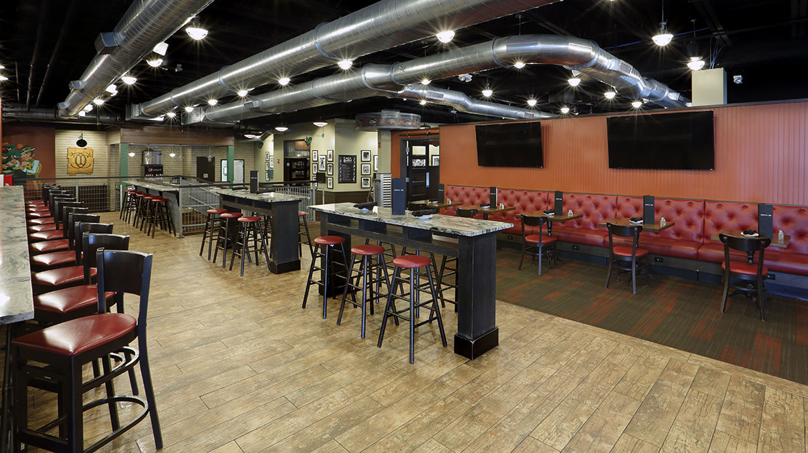 hightop tables in bar area