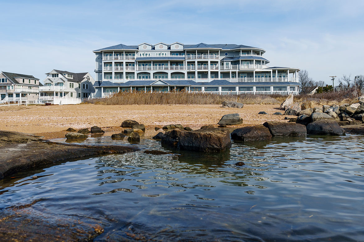 view of hotel from the Sound