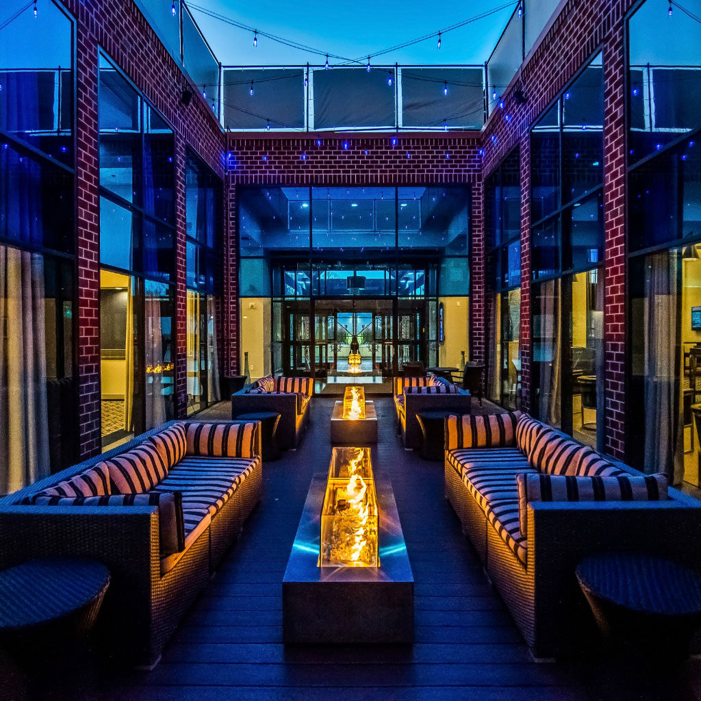 courtyard, couches, firepits